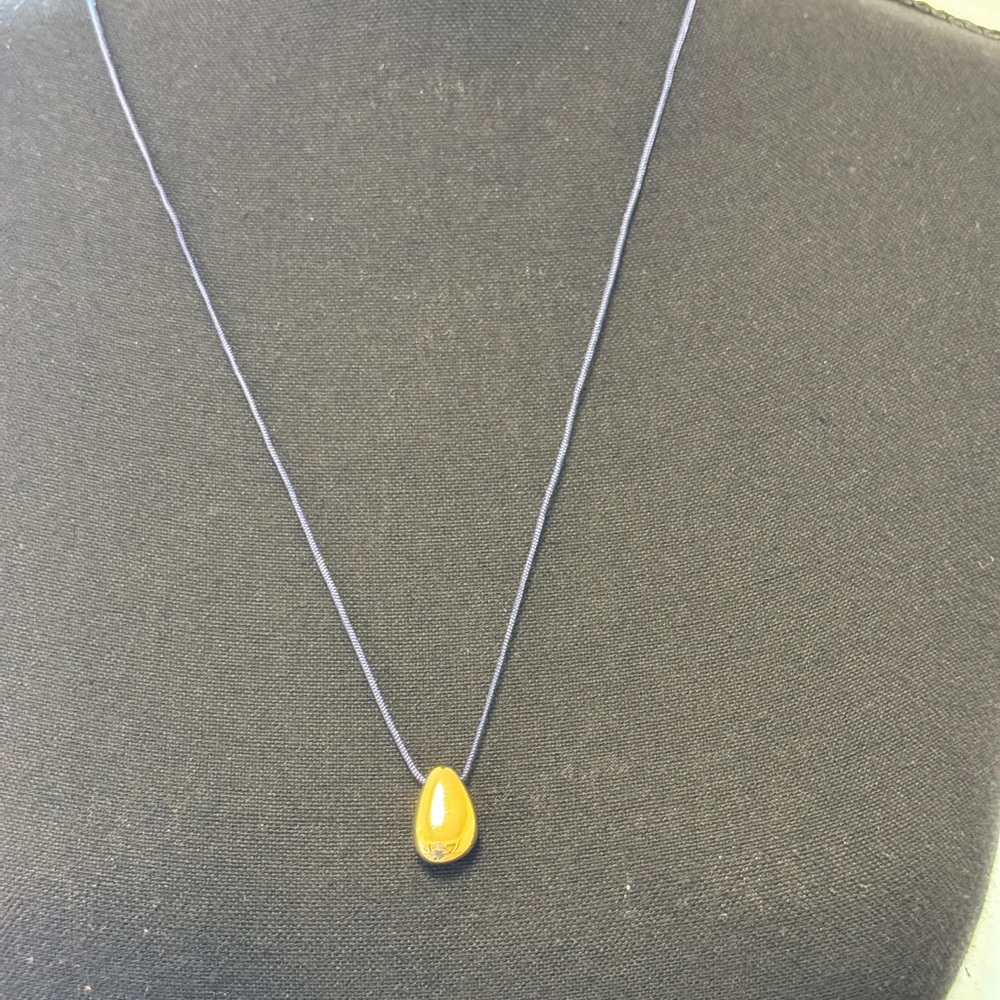 Loft Bean Cord Necklace 32” Long Blue Cord